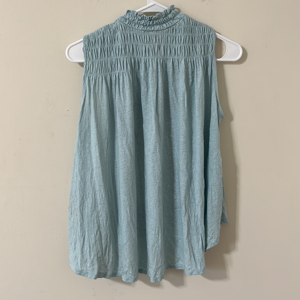 A New Day Smocked Sleeveless High Low Linen Blend Tank Top Size Small - Picture 4 of 6